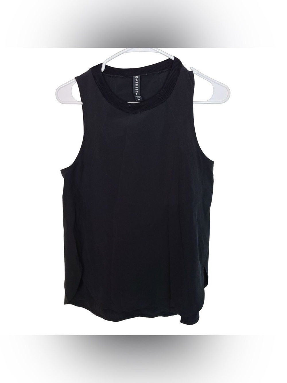 Athleta Sleeveless Crewneck Lightweight Airy Tank Top w/ Ribbed Neck in Black